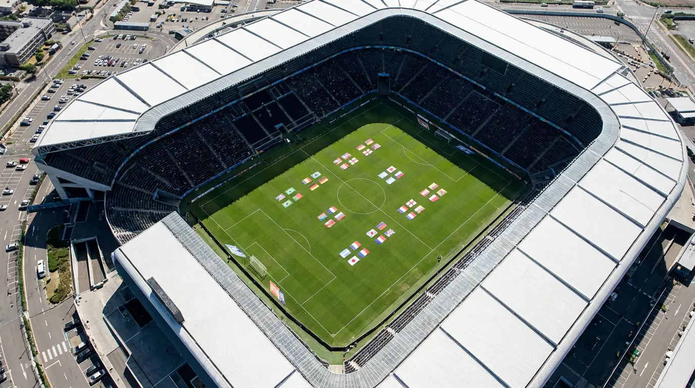 Visual overview of all 12 World Cup 2026 groups with team crests and stadiums